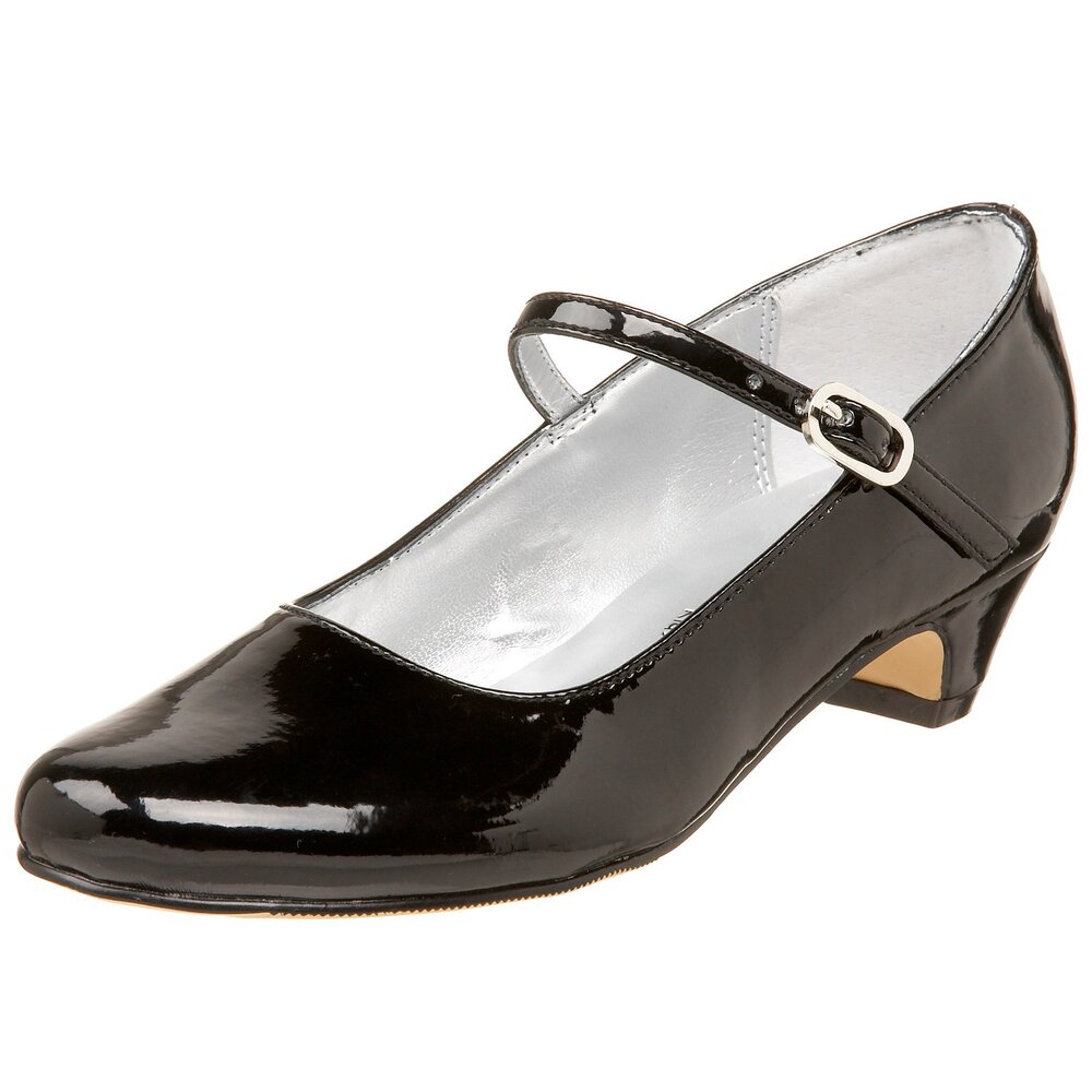 NINA SEELEY HEEL BUCKLE MARY JANE (LITTLE KID/BIG KID), BLACK PATENT, 2.5 M US L